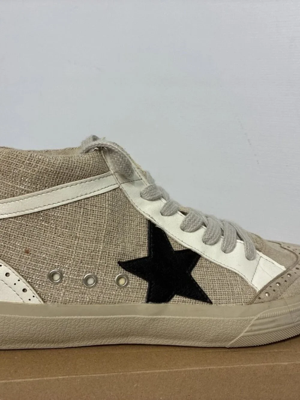 Shu Shop Paulina Beige Black Star Mid Top Sneakers Women’s Size 9